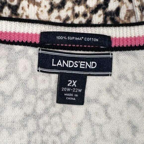 Lands’ End Women’s Supima Cotton Leopard Print Cardigan Sweater 2X 20W-22W - Picture 10 of 13